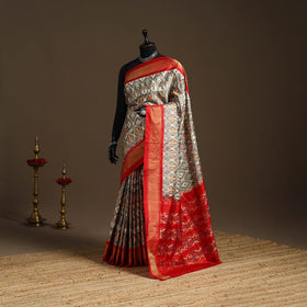 Handloom mulberry silk patola ikat pochampally saree 17