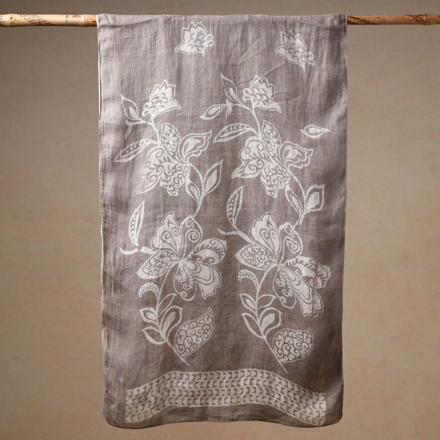Grey - handloom natural dyed linen bindaas stole 13