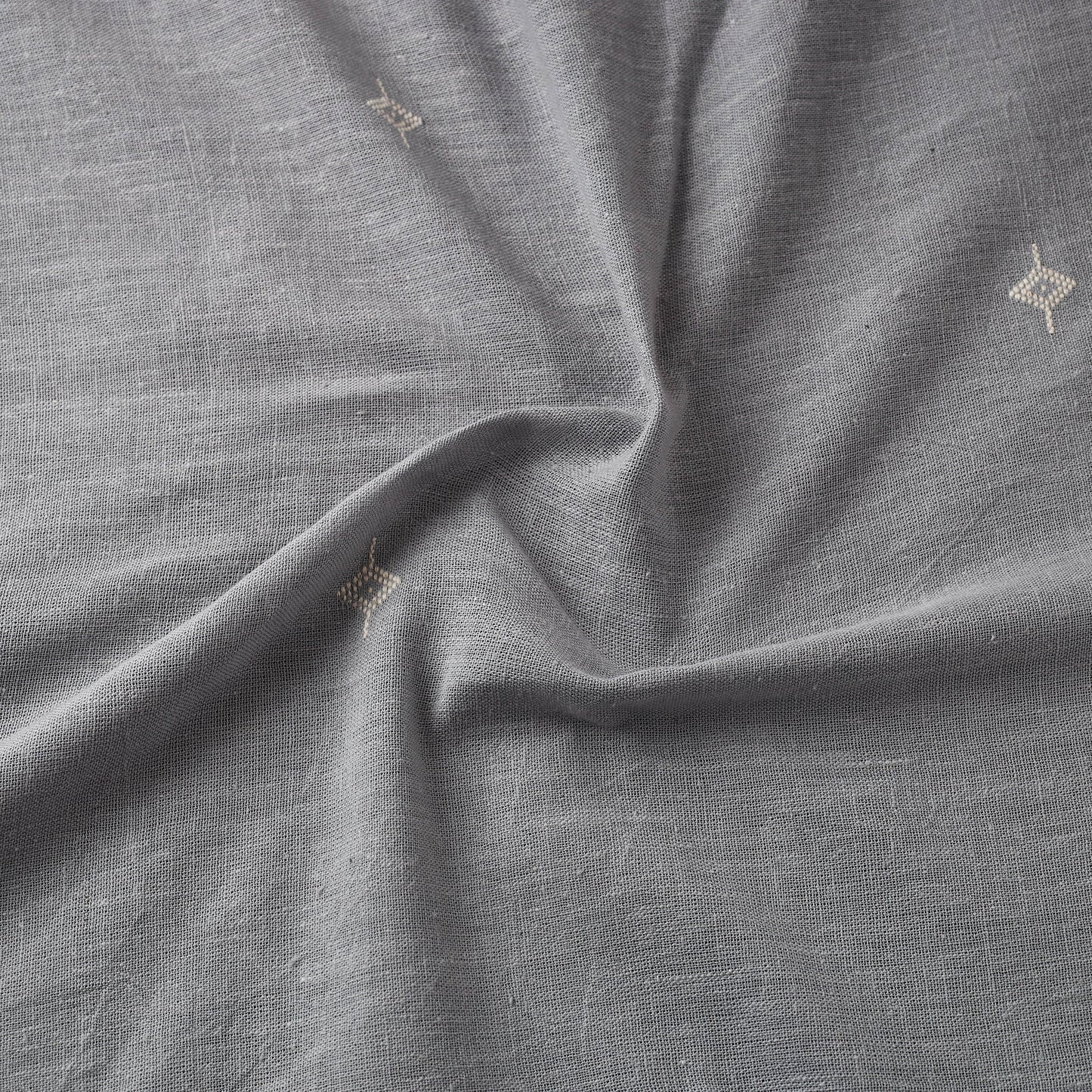 Grey Handloom Organic Buti Kala Cotton Fabric