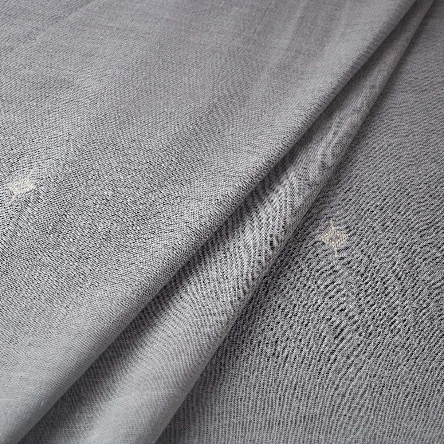 Grey Handloom Organic Buti Kala Cotton Fabric