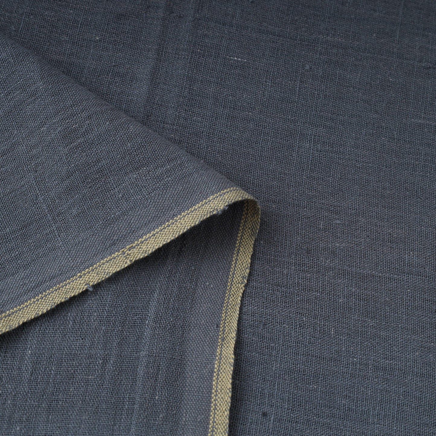 Grey - handloom organic kala cotton fabric 05 - handcrafted