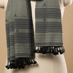 Grey Handloom Organic Kala Cotton Kutch Bhujodi Stole