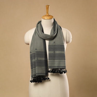 Grey Handloom Organic Kala Cotton Kutch Bhujodi Stole