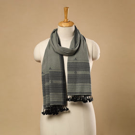 Grey Handloom Organic Kala Cotton Kutch Bhujodi Stole