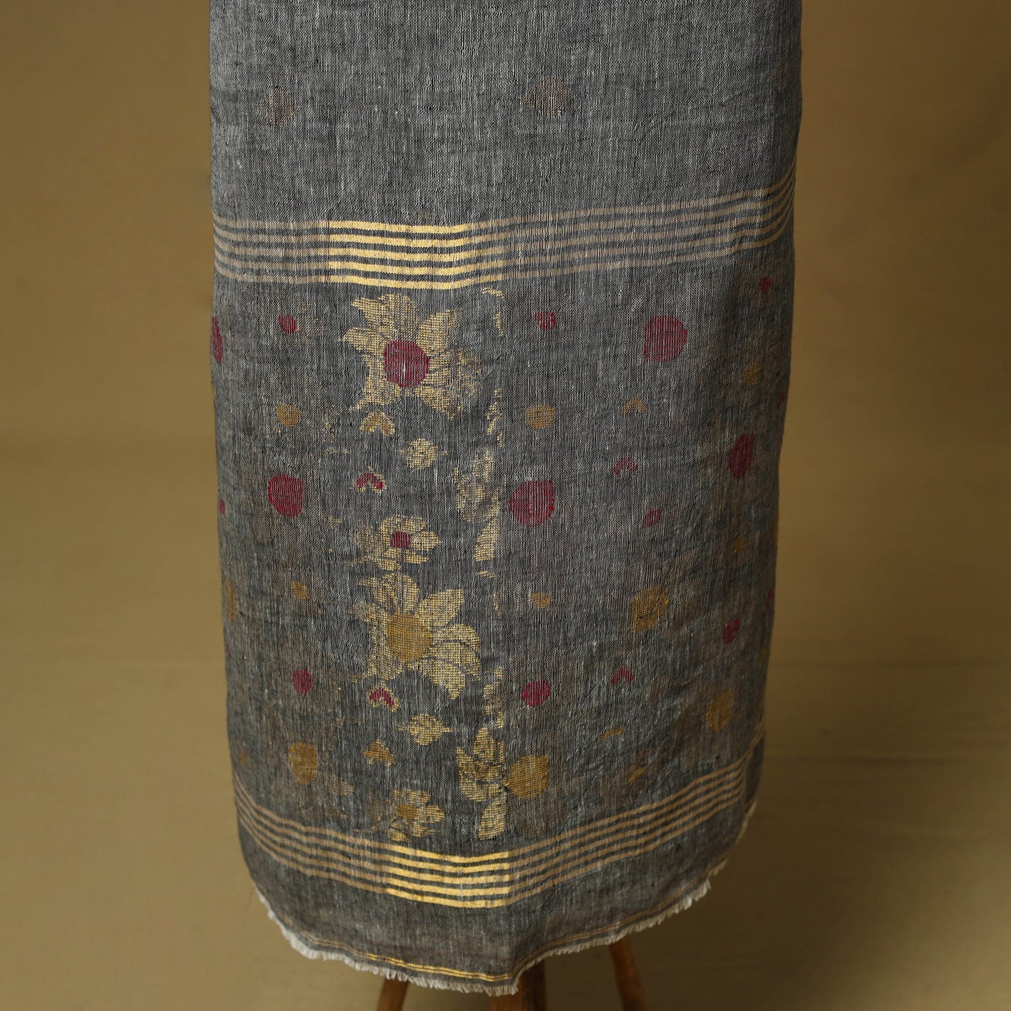 Handloom phulia jamdani linen silk 2pc unstitched dress