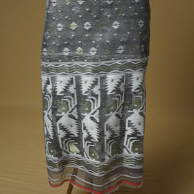 Grey - handloom phulia jamdani silk cotton 2pc unstitched