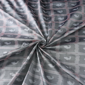 Grey - handloom raw silk pochampally weave ikat fabric 42