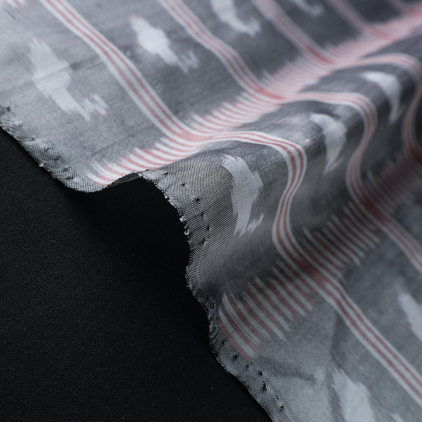 Grey - handloom raw silk pochampally weave ikat fabric 42