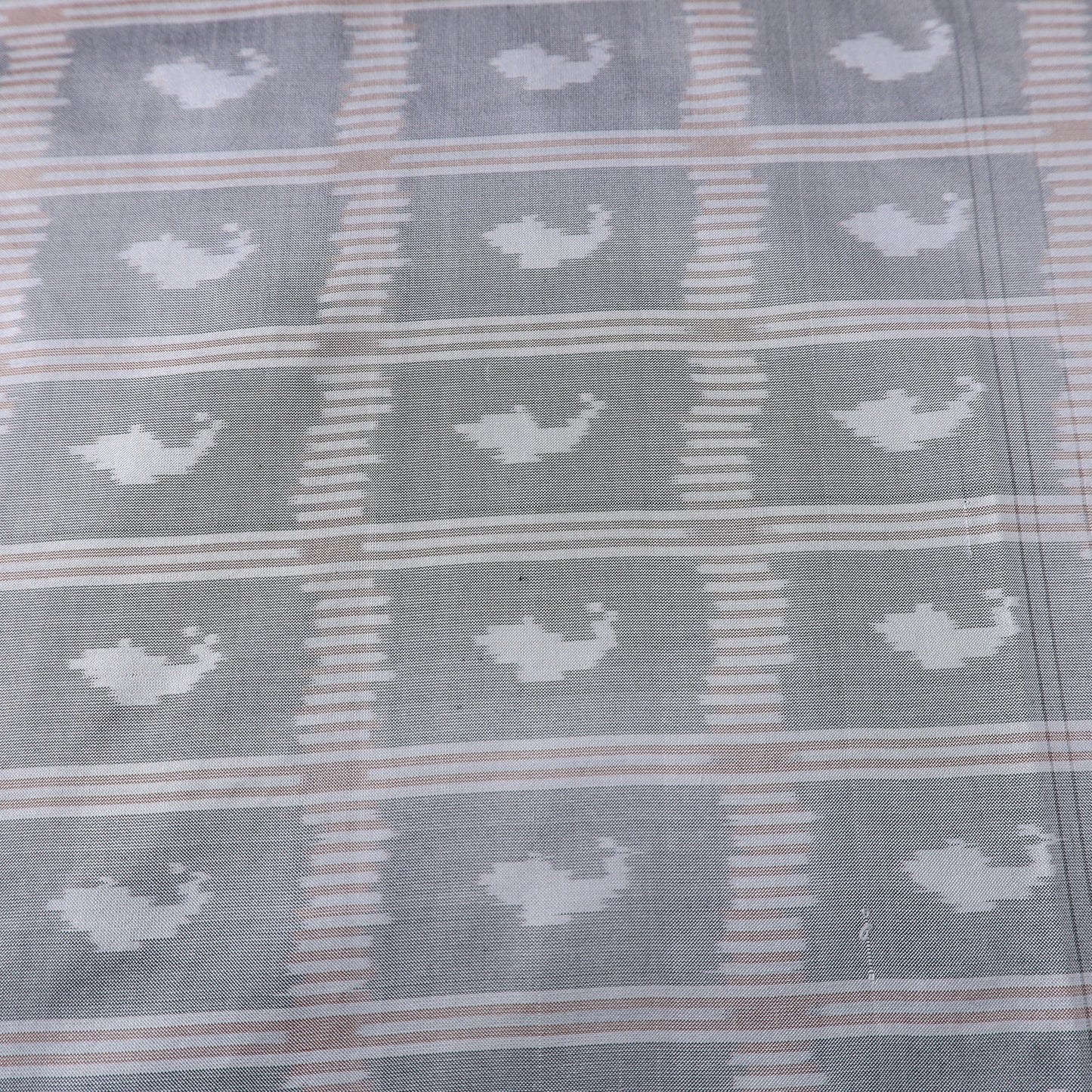 Grey - handloom raw silk pochampally weave ikat fabric 42
