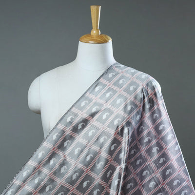 Grey - handloom raw silk pochampally weave ikat fabric 42