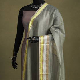 Grey - handloom silk cotton maheshwari dupatta 06