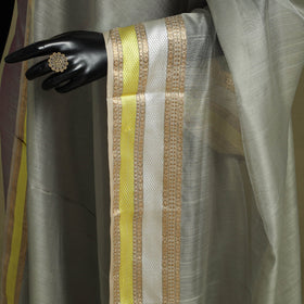 Grey - handloom silk cotton maheshwari dupatta 06