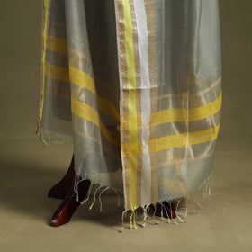 Grey - handloom silk cotton maheshwari dupatta 06