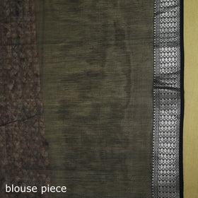 Grey - handloom silk cotton maheshwari saree with zari