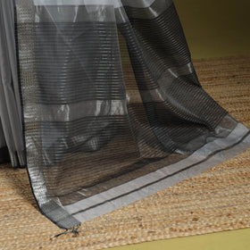 Grey - handloom silk cotton maheshwari saree with zari
