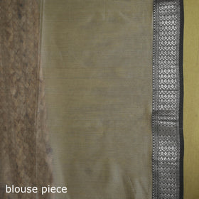 Grey - handloom silk cotton maheshwari saree with zari