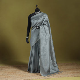 Grey - handloom silk cotton mangalagiri pattu saree 04