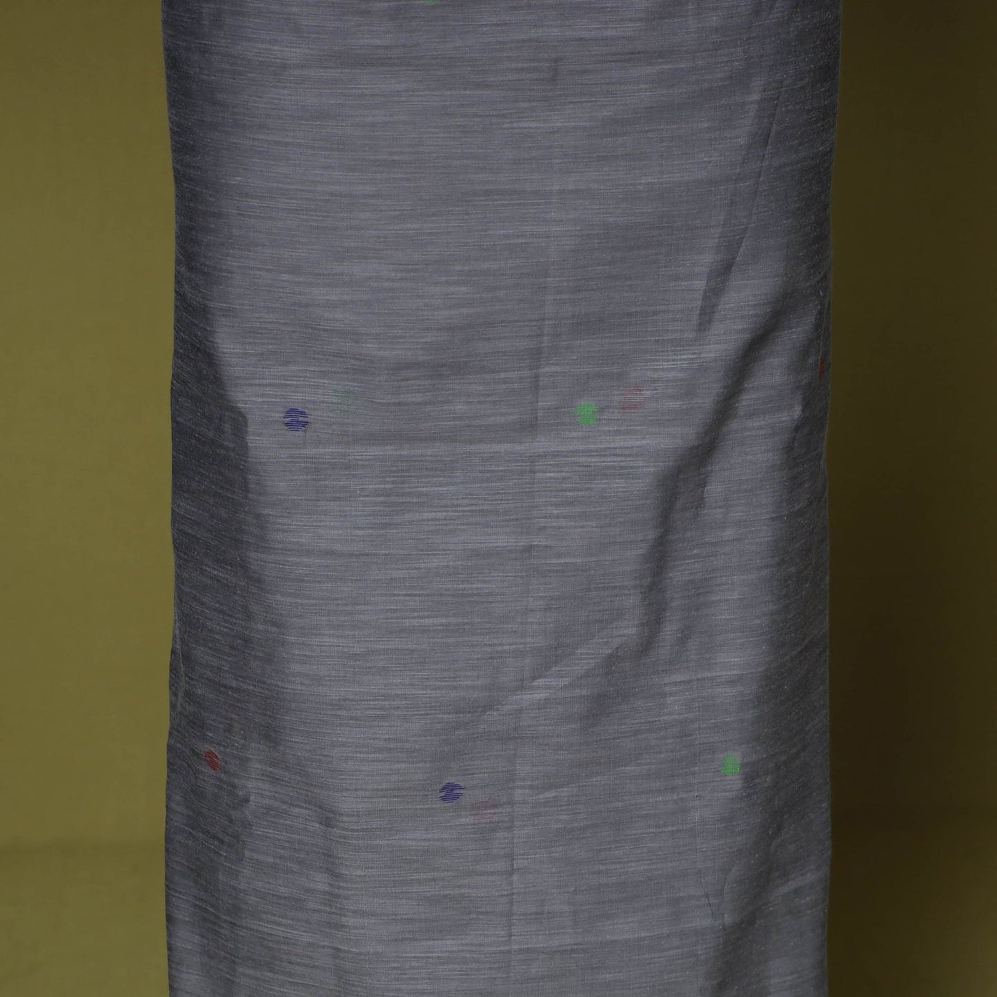 Grey - handloom silk cotton unstitched phulia jamdani kurta