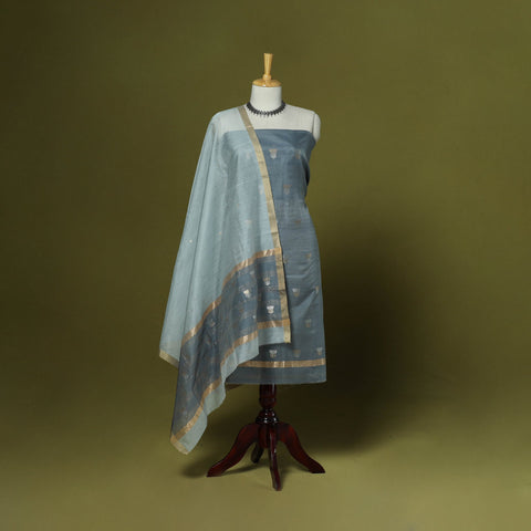 Handloom zari buti chanderi silk 2pc unstitched dress