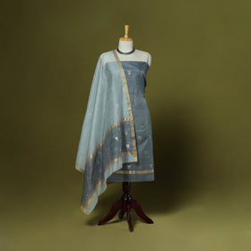 Handloom zari buti chanderi silk 2pc unstitched dress
