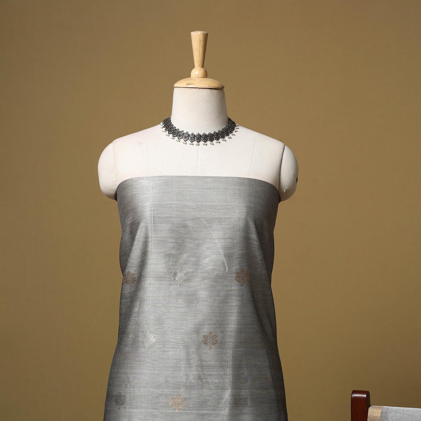 Handloom zari buti chanderi silk 2pc unstitched dress