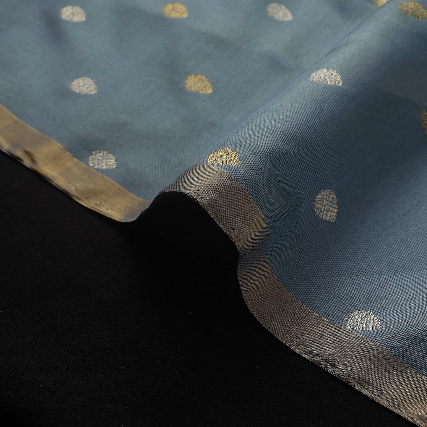 Handloom zari buti pure chanderi silk fabric 08