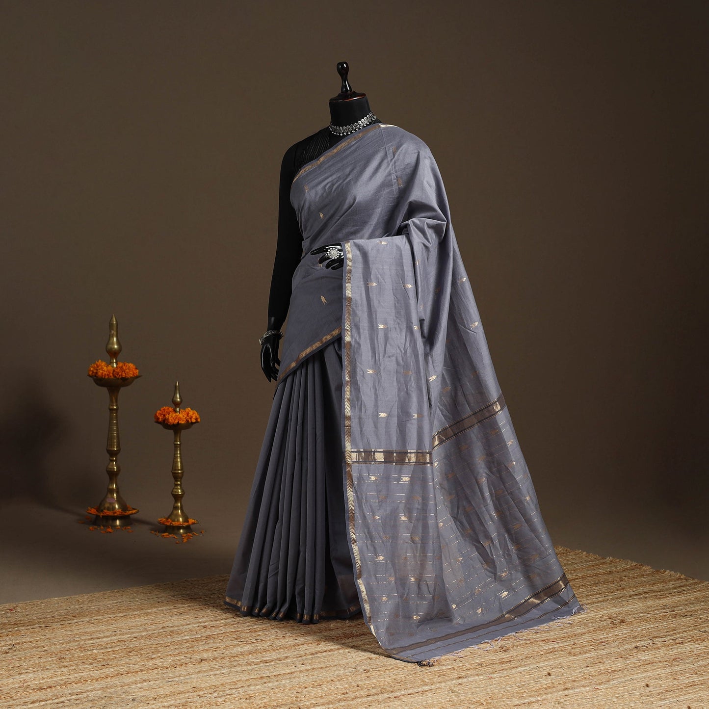 Handloom zari work chanderi silk saree 05 - handcrafted