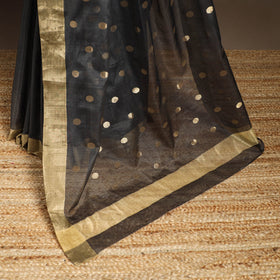 Grey - handloom zari work chanderi silk saree 16