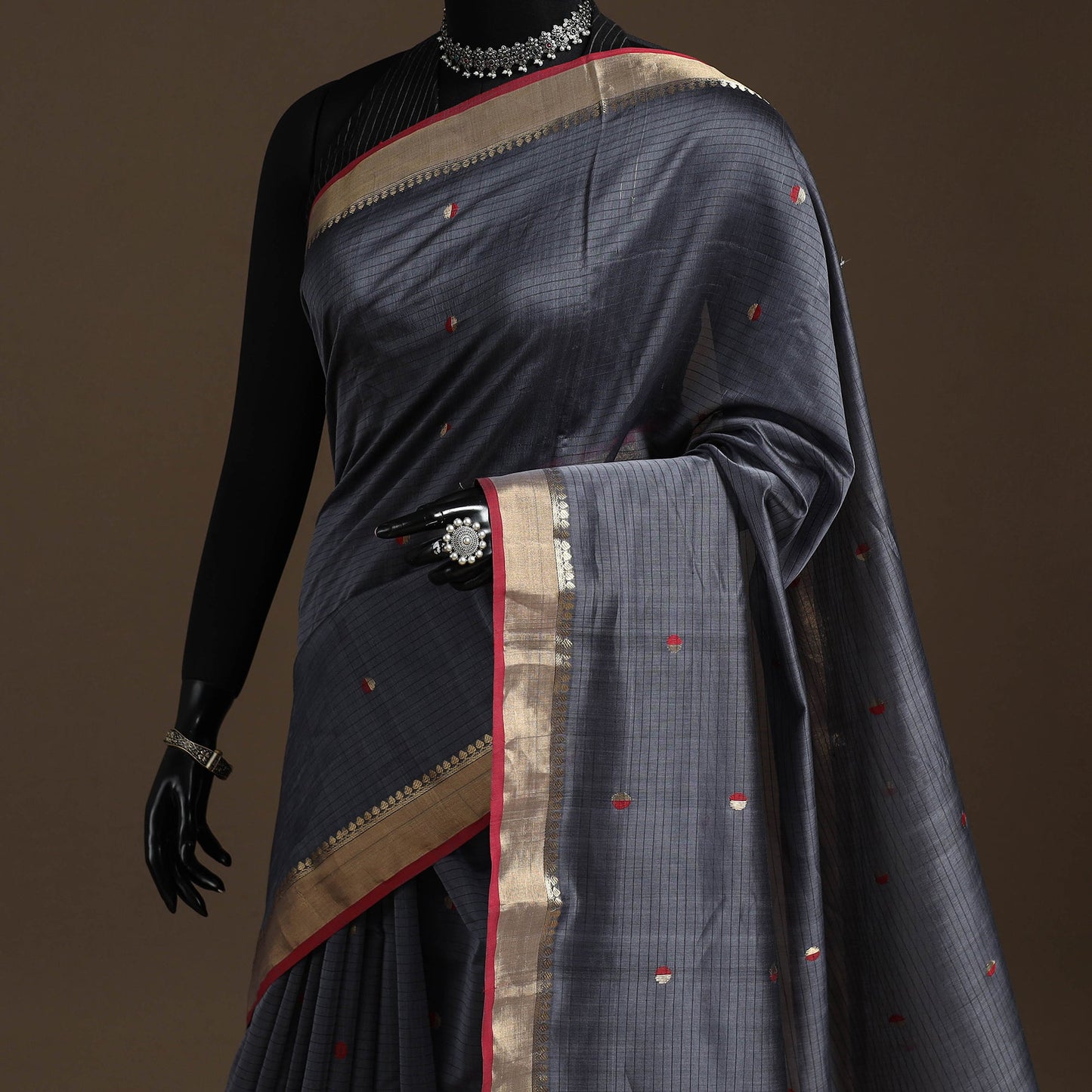 Handloom zari work chanderi silk saree 20 - handcrafted