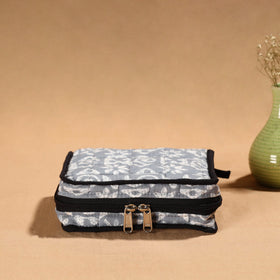 Grey Handmade Cotton Jewelry Organizer Bag for Travel 