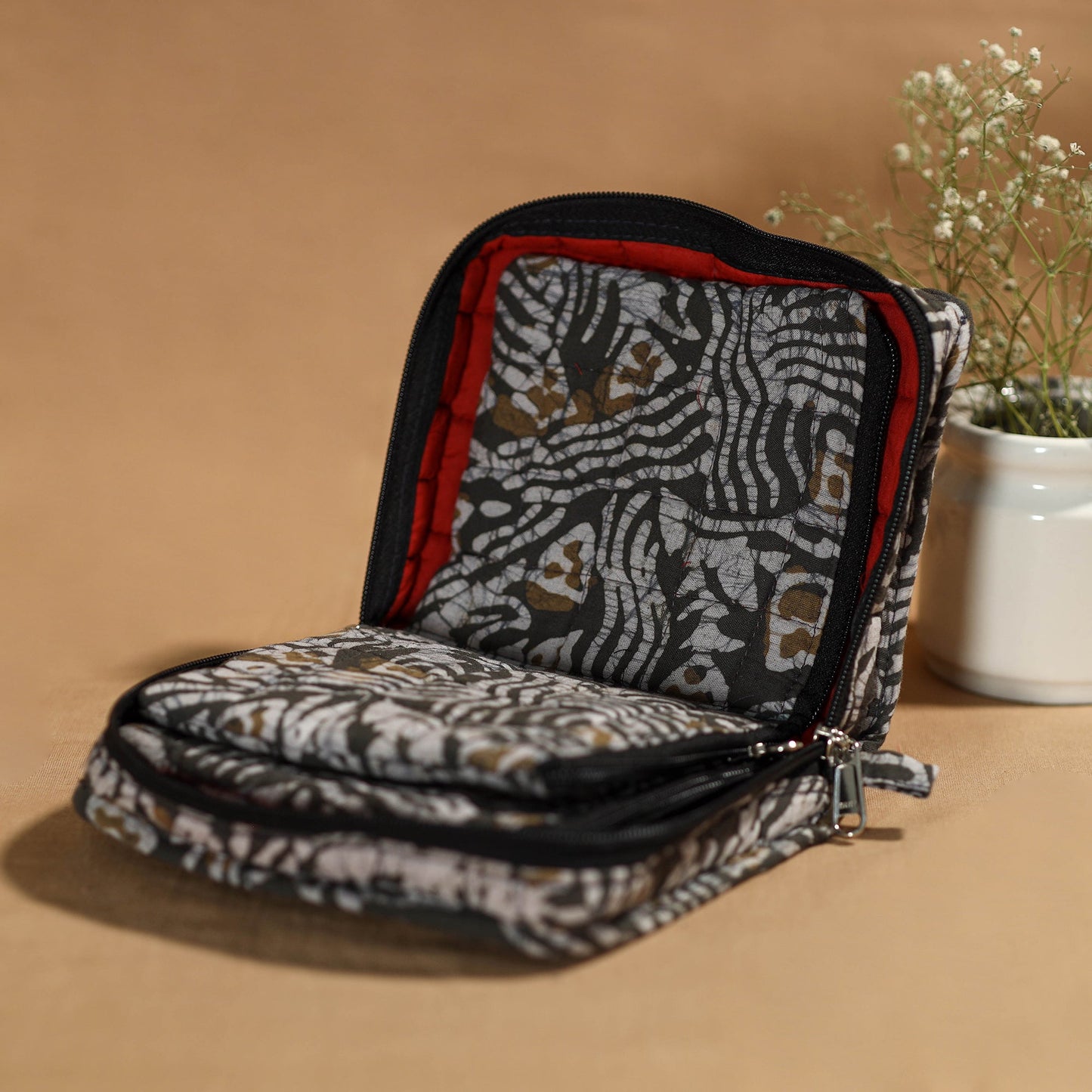 Grey Handmade 4 Pockets Cotton Jewelry Bag 23 