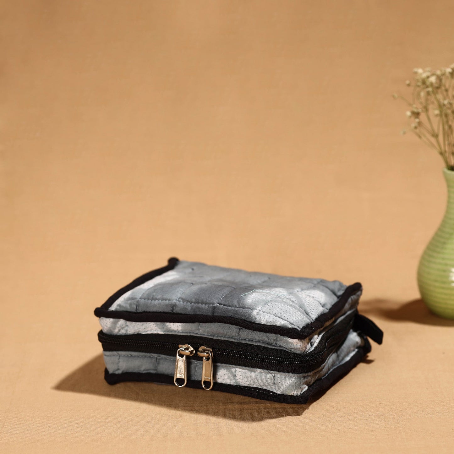 Grey Handmade Cotton Jewelry Bag - 4 Pockets | iTokri