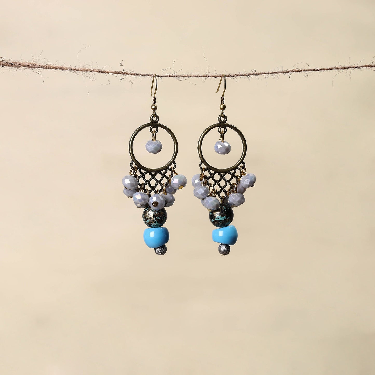 Grey - handmade beaded earrings 97 - handcrafted