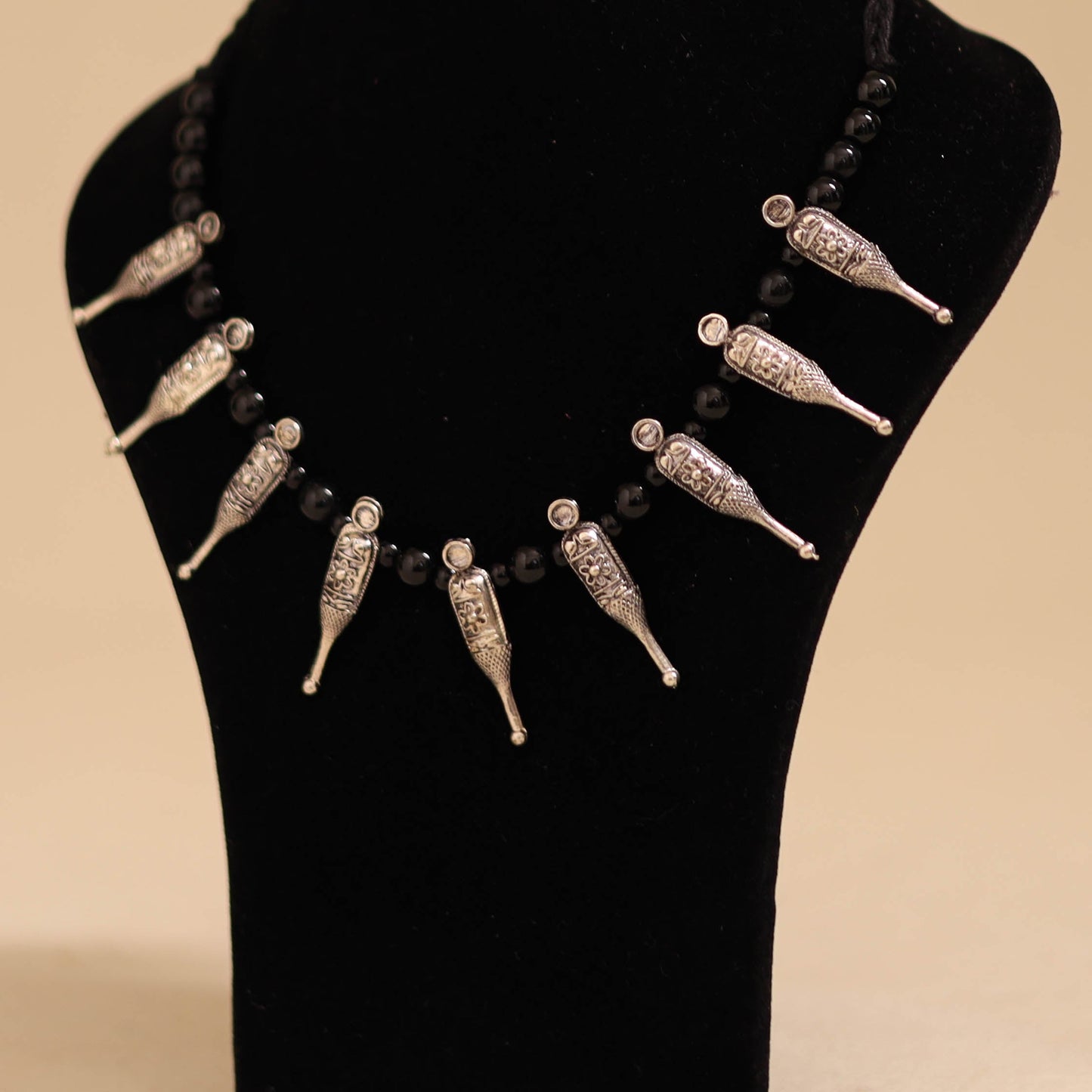 Grey - handmade beadwork necklace 59 - handcrafted