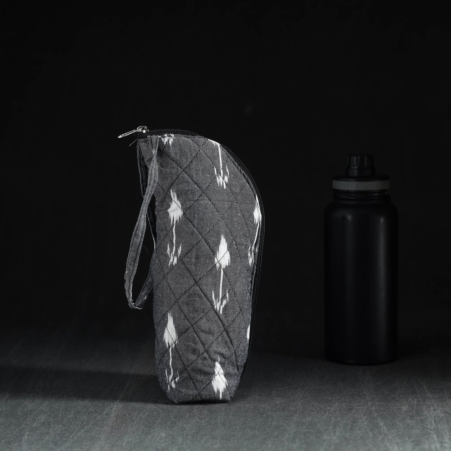 Grey Handmade Cotton 1L Water Bottle Cover