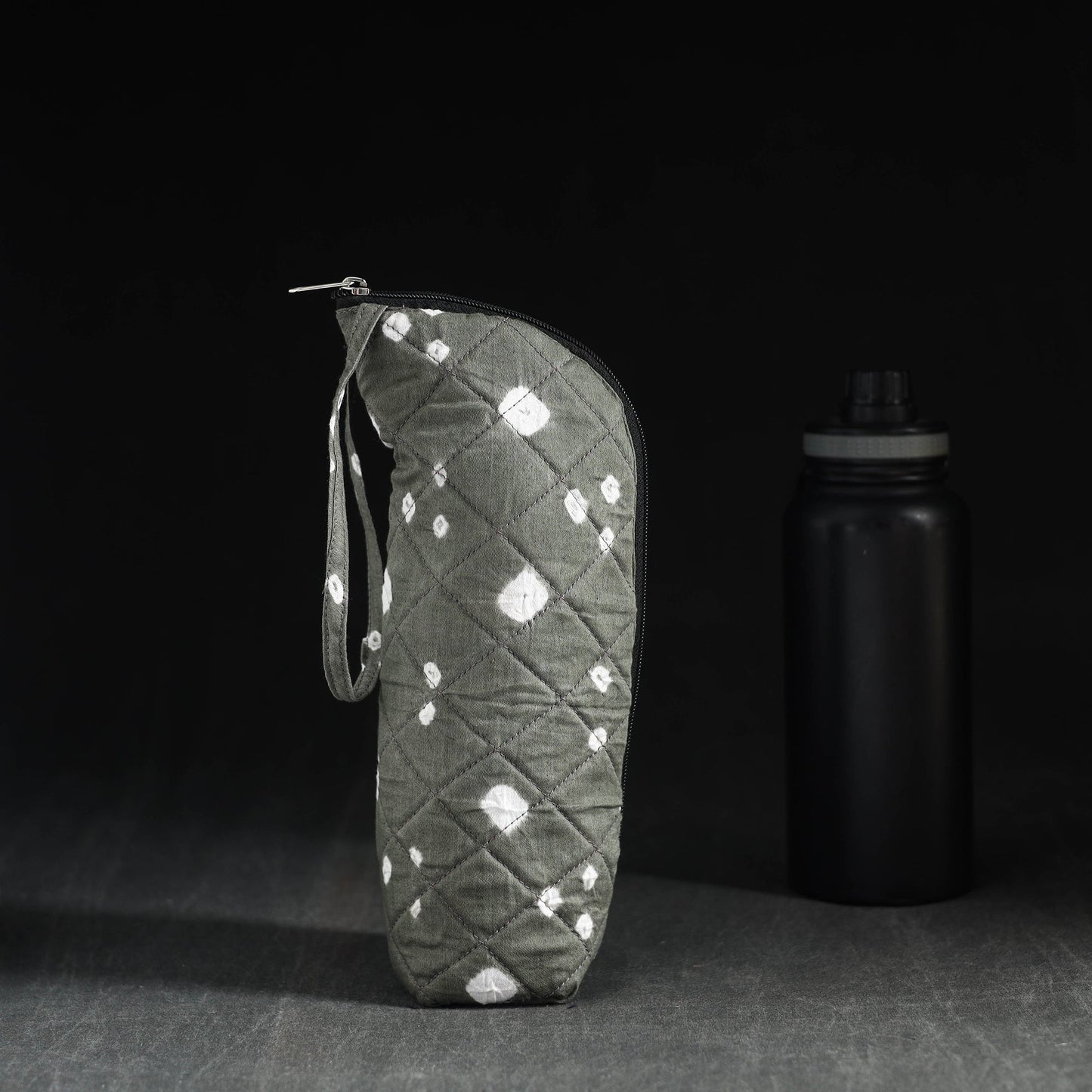 Grey Handmade Cotton 1L Water Bottle Cover