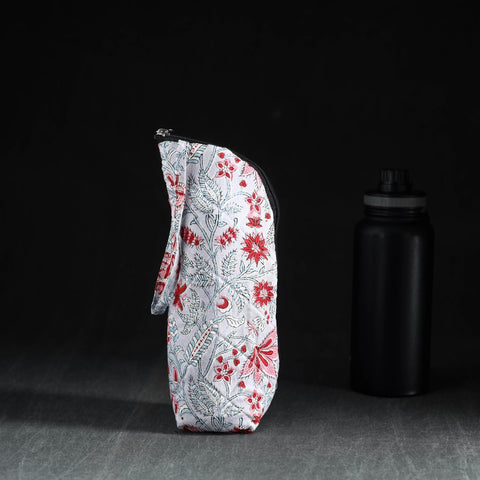 Grey Handmade Cotton 1L Water Bottle Cover