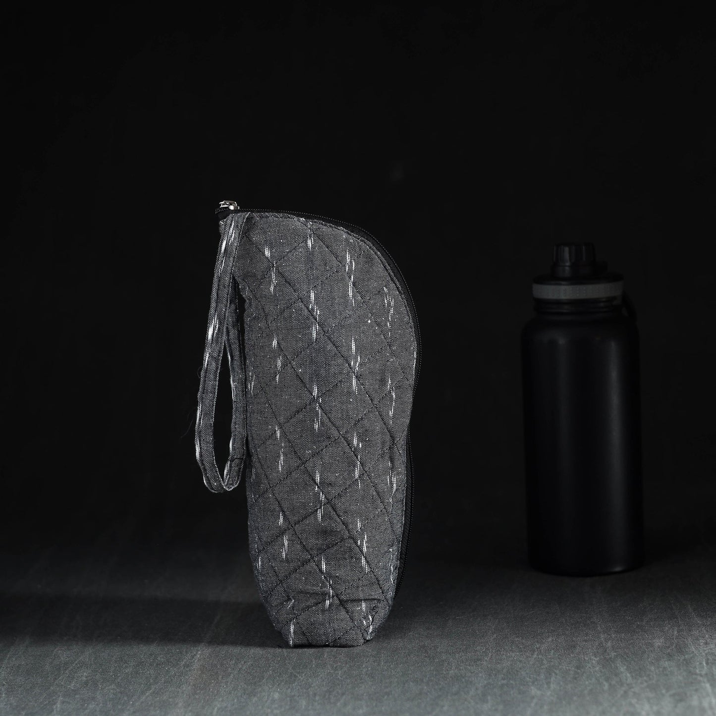 Grey Handmade Cotton 1L Water Bottle Cover