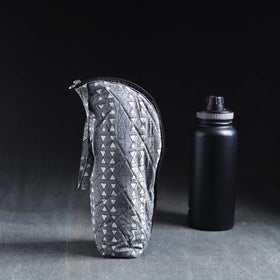 Grey Handmade Cotton 1L Water Bottle Cover