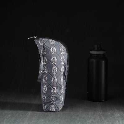 Grey Handmade Cotton 1L Water Bottle Cover