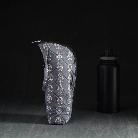 Grey Handmade Cotton 1L Water Bottle Cover