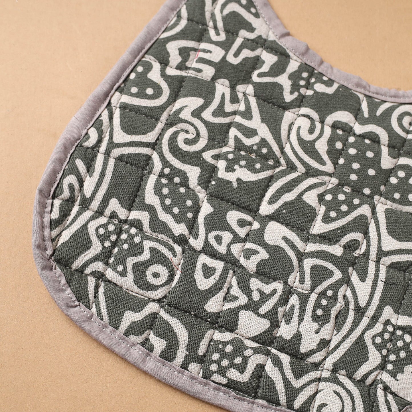 Grey Handmade Cotton Baby Bib