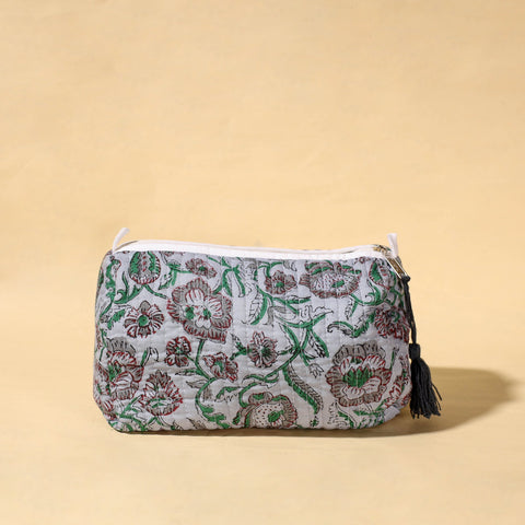  Handmade Cotton Fabric Quilted Utility Pouch With Tassel 