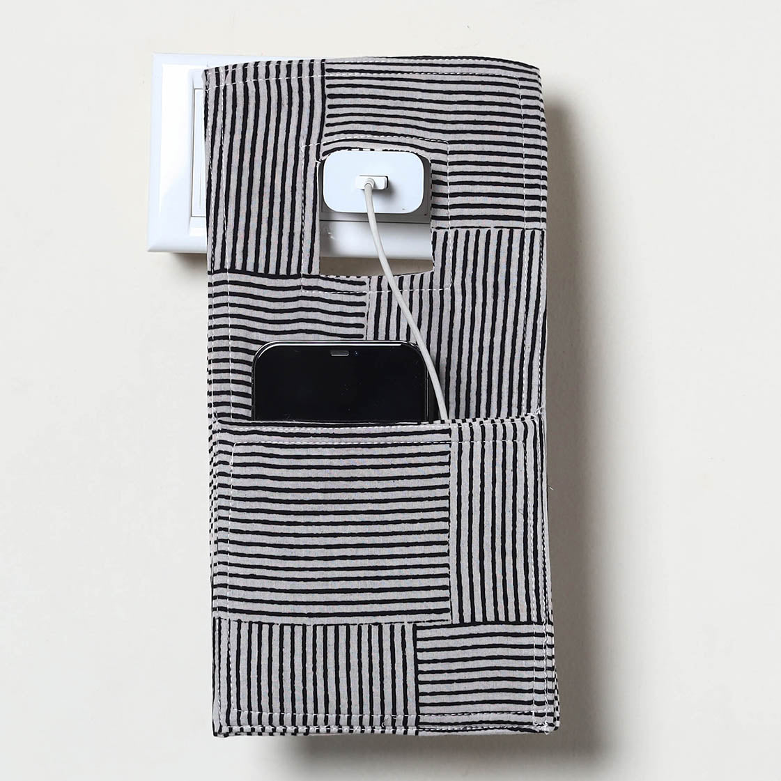 Grey Handmade Cotton Mobile Charging Holder