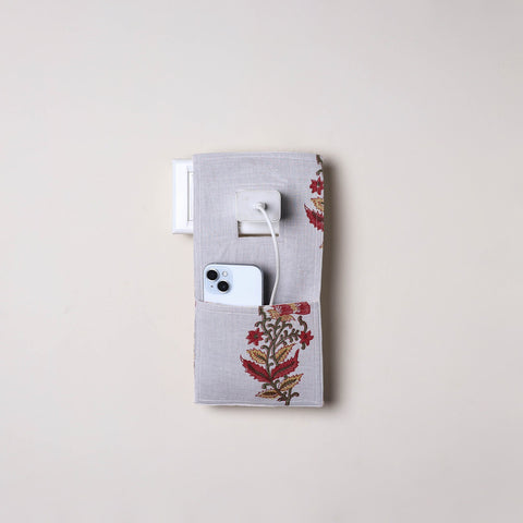 Grey Handmade Cotton Mobile Charging Holder