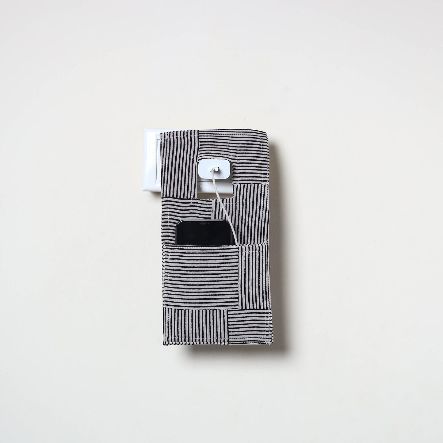 Grey Handmade Cotton Mobile Charging Holder