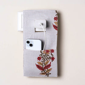 Grey Handmade Cotton Mobile Charging Holder