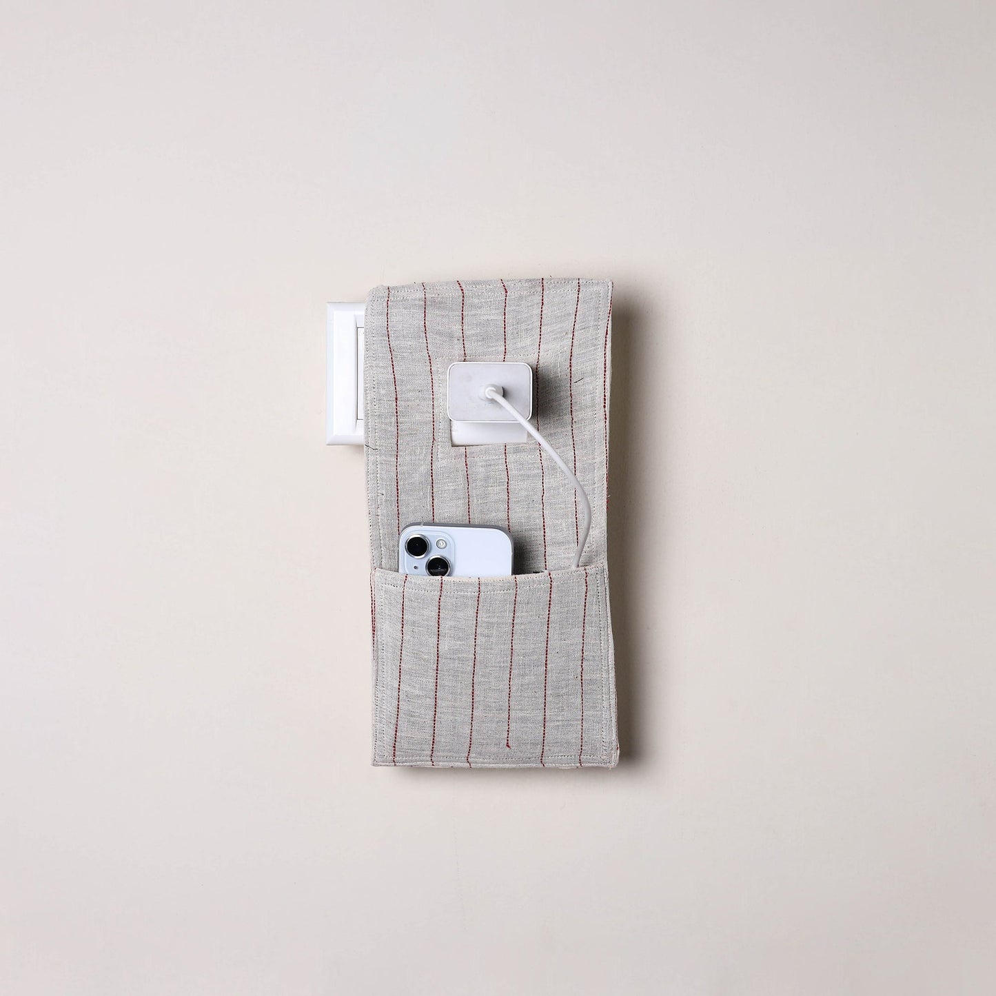 Grey Handmade Cotton Mobile Charging Holder