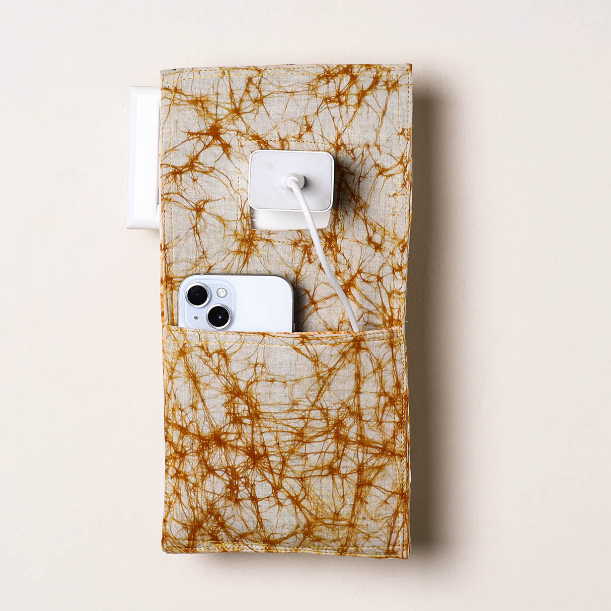 Grey Handmade Cotton Mobile Charging Holder