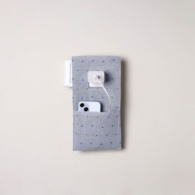 Grey Handmade Cotton Mobile Charging Holder
